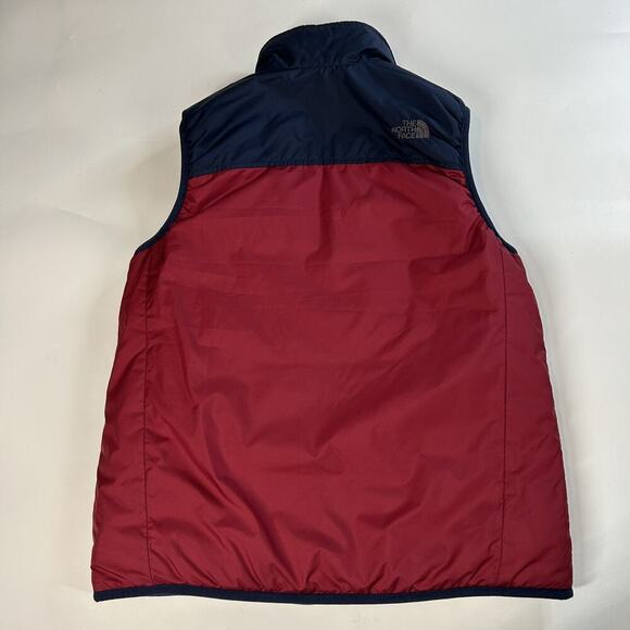 The North Face Boys Reversible Vest Red Navy Large 14/16 Nylon Fleece Pockets - Picture 6 of 11